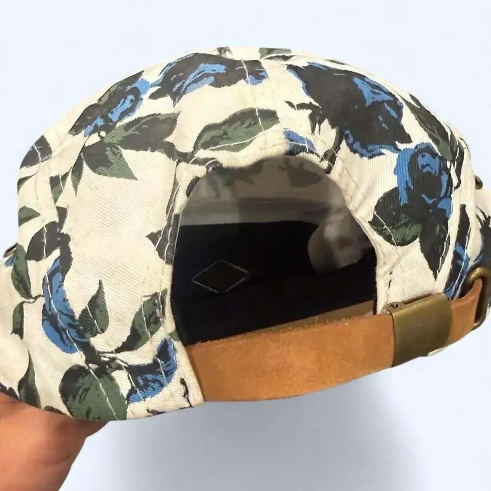 Empyre Blue Rose Floral 5-Panel Hat with Tan Suede Brim